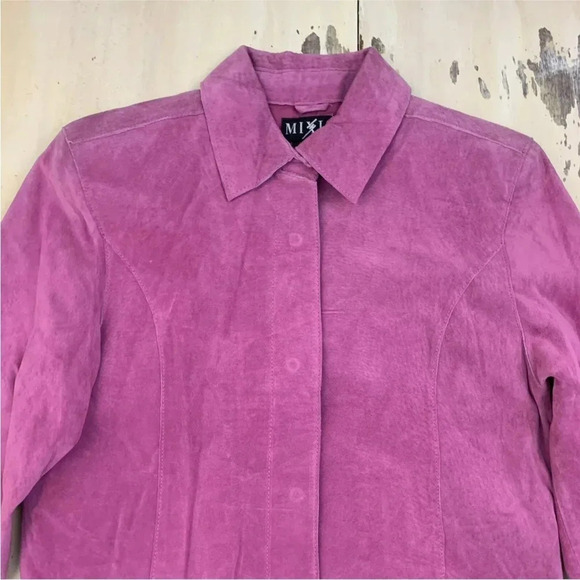 *Final Price* Mix It Suede Snap Shirt Jacket Hot Pink EUC Size 12 - Picture 2 of 5